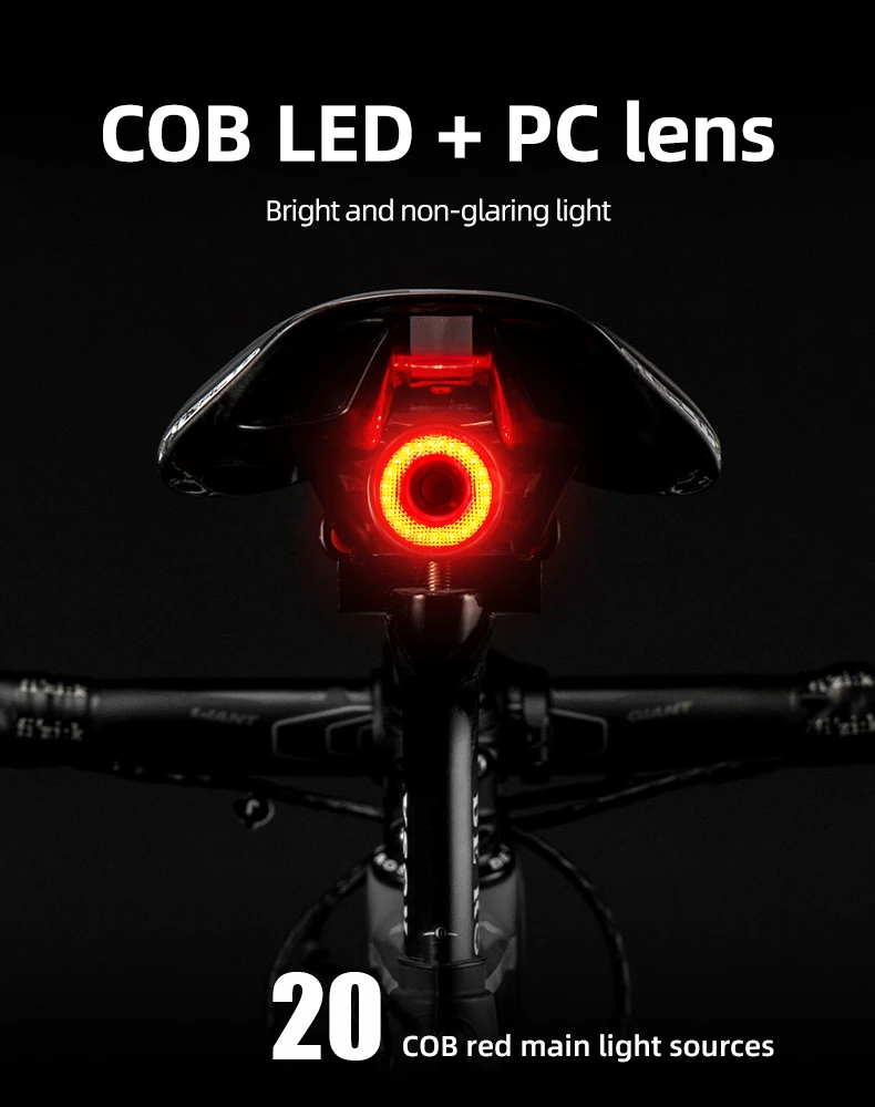 Rockbros Q5 Rear Bike Light with Intelligent Stop System – juodos spalvos aprašymas - Prekės nuotrauka Rockbros Q5 Rear Bike Light with Intelligent Stop System – juodos spalvos aprašymas - Prekės nuotrauka
