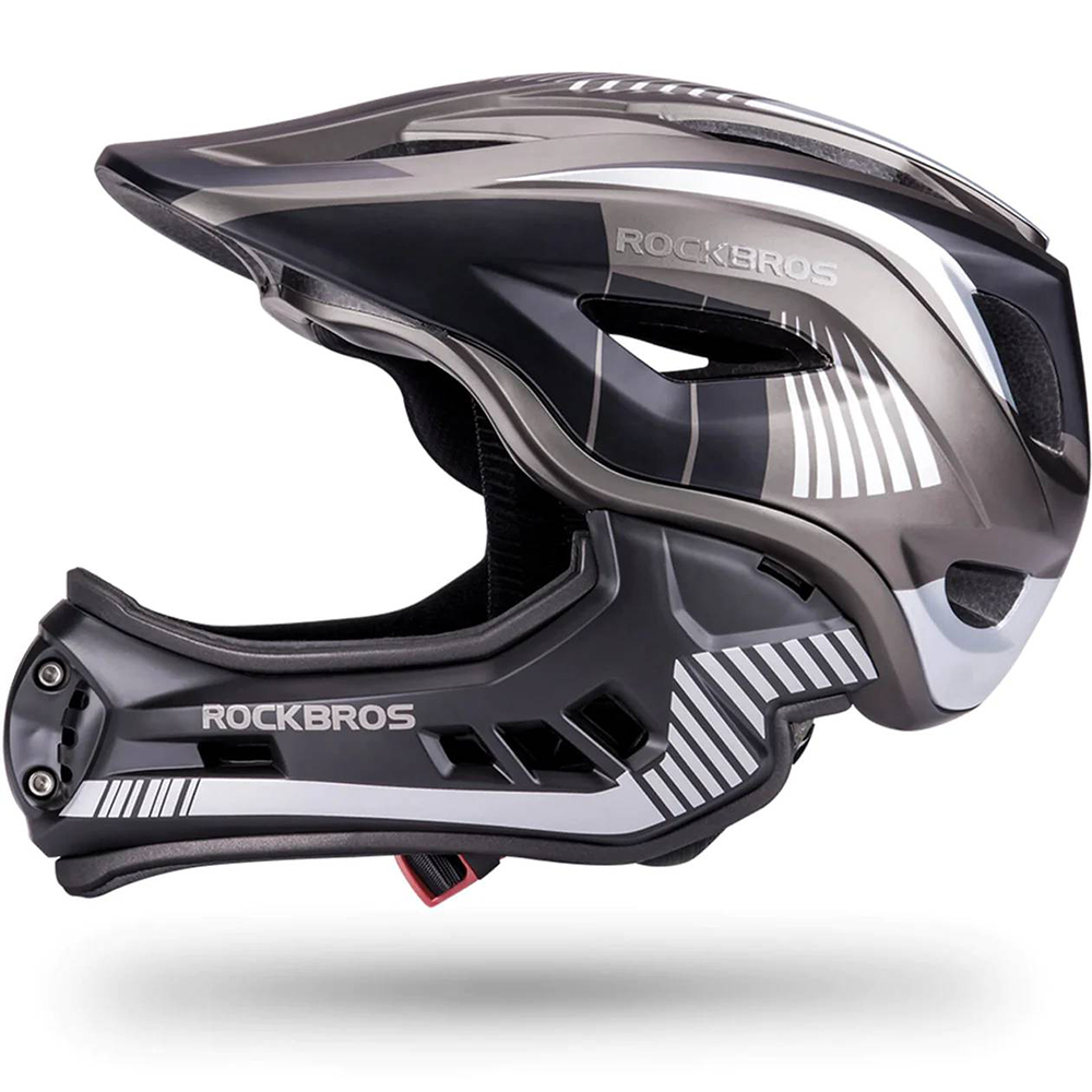 Rockbros TT-32SBTG-S vaikiškas dviračio šalmas su nuimamu smakro apsauga, dydis S – pilkos spalvos aprašymas - Prekės nuotrauka Rockbros TT-32SBTG-S vaikiškas dviračio šalmas su nuimamu smakro apsauga, dydis S – pilkos spalvos aprašymas - Prekės nuotrauka