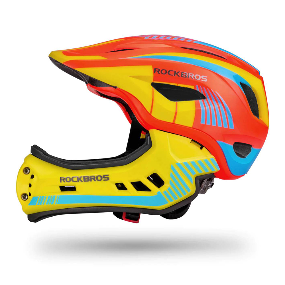 Rockbros TT-32SOYB-M vaikiškas dviračio šalmas su nuimamu smakro apsauga, dydis M – geltonos-oranžinės spalvos aprašymas - Prekės nuotrauka Rockbros TT-32SOYB-M vaikiškas dviračio šalmas su nuimamu smakro apsauga, dydis M – geltonos-oranžinės spalvos aprašymas - Prekės nuotrauka