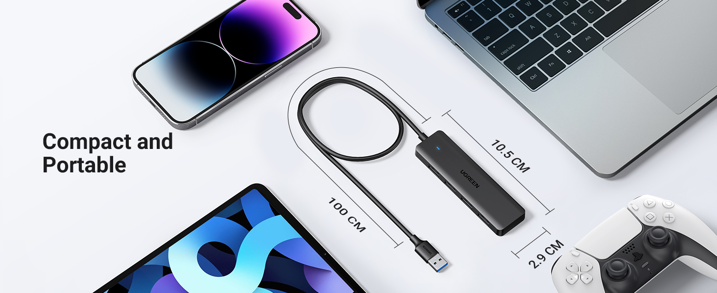 Ugreen Šakotuvas USB-A 4 prievadų (USB 3.0) 1.0m, juodas aprašymas - Prekės nuotrauka