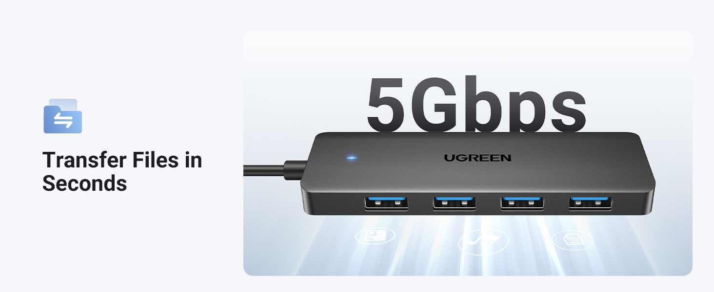 Ugreen Šakotuvas USB-A 4 prievadų (USB 3.0) 1.0m, juodas aprašymas - Prekės nuotrauka
