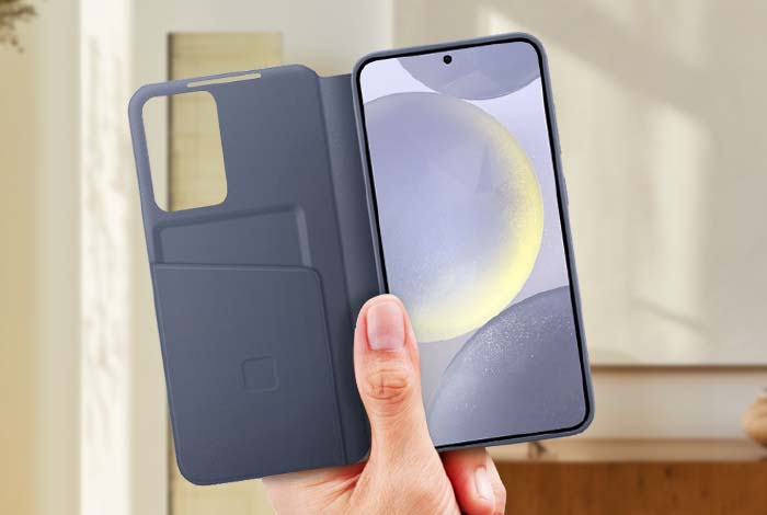 Samsung Galaxy S24+ Smart View piniginės dėklas Baltas aprašymas - Prekės nuotrauka Samsung Galaxy S24+ Smart View piniginės dėklas Baltas aprašymas - Prekės nuotrauka