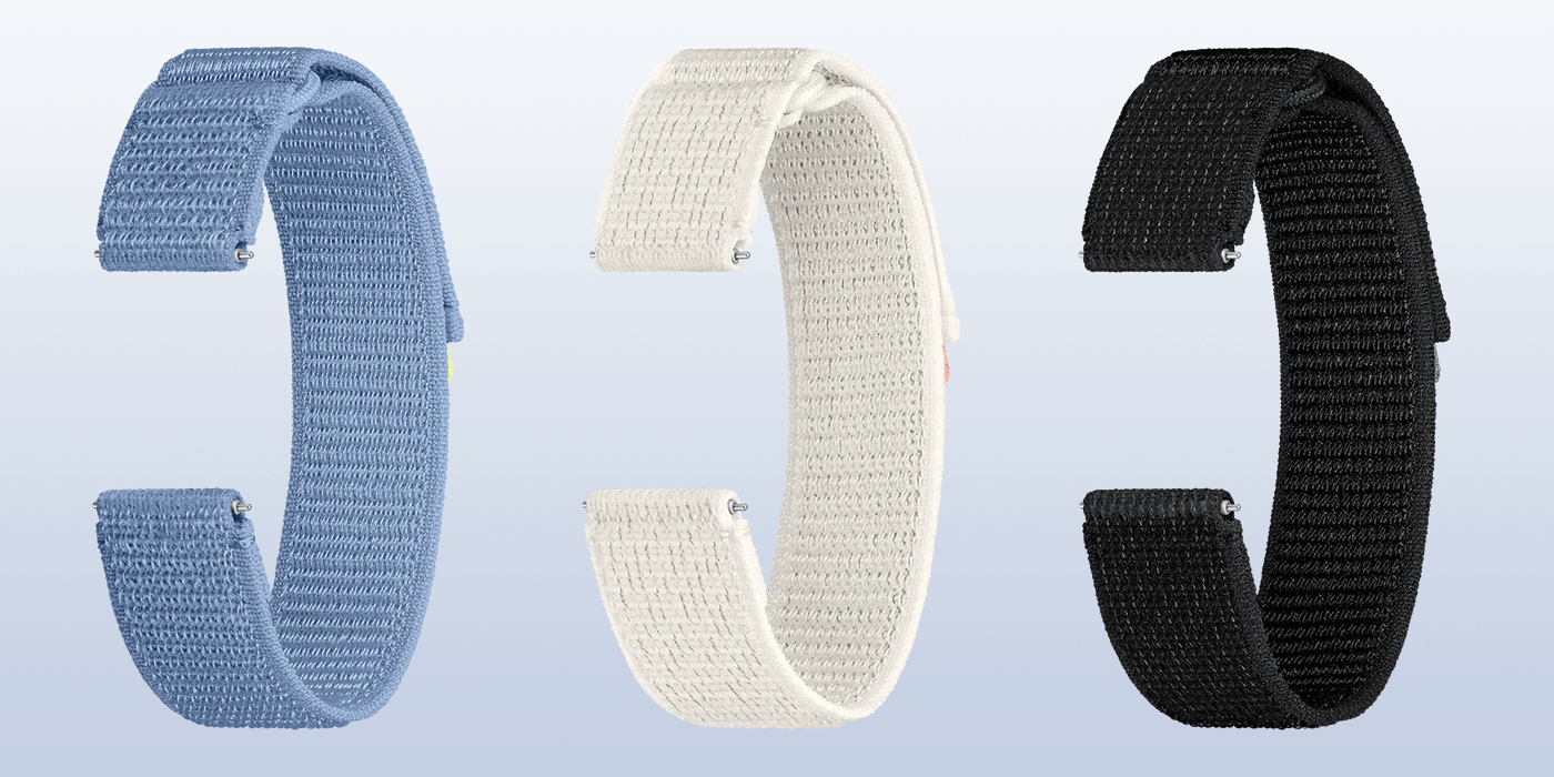 SVR94LUE medžiaginė apyrankė 20 mm (platus, M/L), skirta Samsung Galaxy Watch6/Watch5, smėlio (smėlio) aprašymas - Prekės nuotrauka