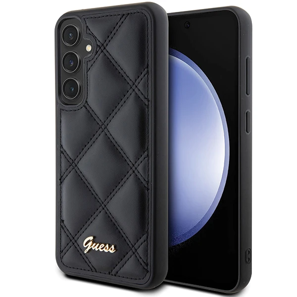 Samsung Galaxy S23 FE Guess dėklas Quilted Metal Logo (GUHCS23FEPSQSQSK) juodos spalvos aprašymas - Prekės nuotrauka