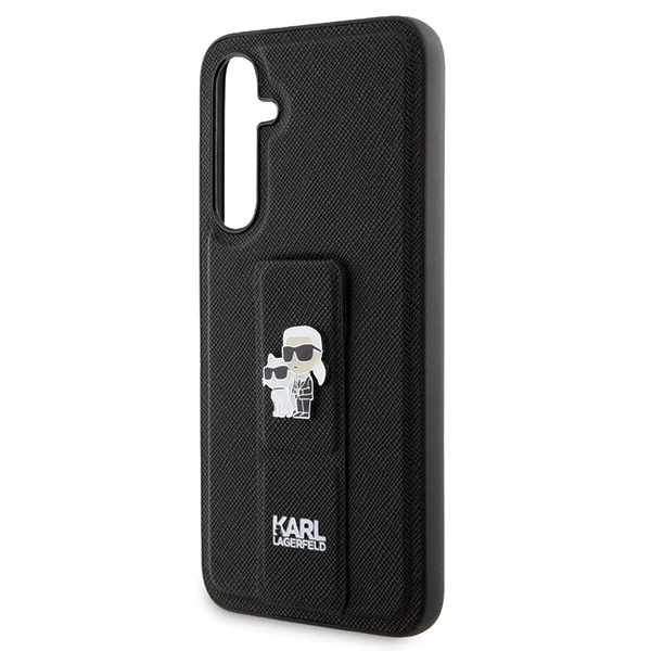 Samsung Galaxy S23 FE Karl Lagerfeld Dėklas Gripstand Saffiano Karl&Choupette Pins (KLHCS23FEGSAKCPK) juodos spalvos aprašymas - Prekės nuotrauka