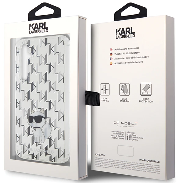 Samsung Galaxy S23 FE Karl Lagerfeld dėklas Monogram Choupette (KLHCS23FEHNCMKLT) skaidrus aprašymas - Prekės nuotrauka