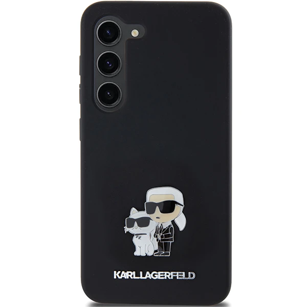 Samsung Galaxy S23 Karl Lagerfeld silikoninis dėklas Karl&Choupette Metal Pin (KLHCS23SSMHKCNPK) juodos spalvos aprašymas - Prekės nuotrauka
