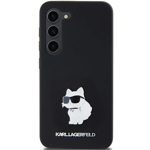 Samsung Galaxy S23 Karl Lagerfeld silikoninis dėklas Choupette Metal Pin (KLHCS23SSMHCNPK) juodos spalvos aprašymas - Prekės nuotrauka