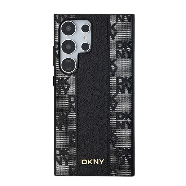 Samsung Galaxy S24 DKNY kietas odinis dėklas su languotu raštu ir MagSafe (DKHMS24SPCPVSLK) dėklas telefonui juodos spalvos aprašymas - Prekės nuotrauka