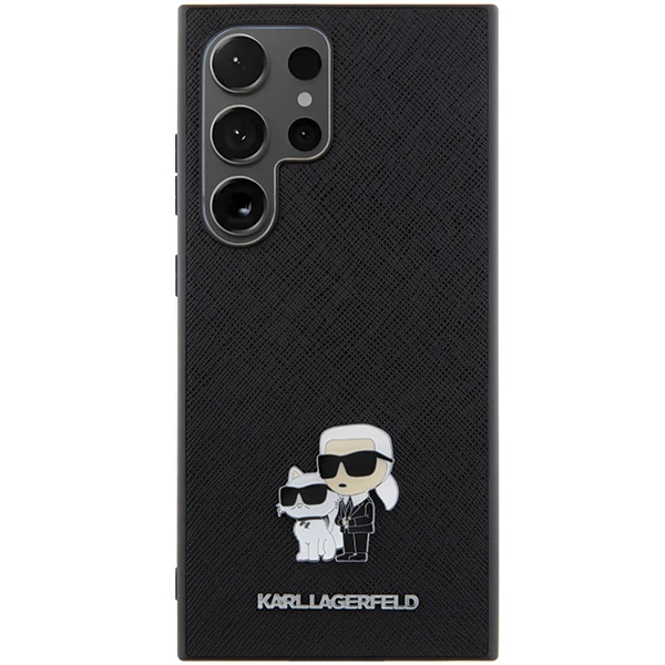 Samsung Galaxy S24 Karl Lagerfeld dėklas Saffiano Karl & Choupette Metal Pin (KLHCS24SPSAKCMPK) juodos spalvos aprašymas - Prekės nuotrauka