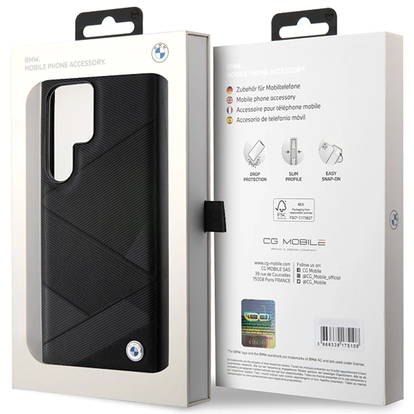 Samsung Galaxy S24 Plus BMW dėklas Signature odinis Crossing Lines Pattern (BMHCS24M23RCGPK) juodos spalvos aprašymas - Prekės nuotrauka