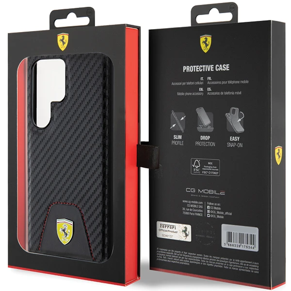 Samsung Galaxy S24 Ultra Ferrari dėklas Carbon Stitched Bottom (FEHCS24LN3PUK) juodos spalvos aprašymas - Prekės nuotrauka Samsung Galaxy S24 Ultra Ferrari dėklas Carbon Stitched Bottom (FEHCS24LN3PUK) juodos spalvos aprašymas - Prekės nuotrauka
