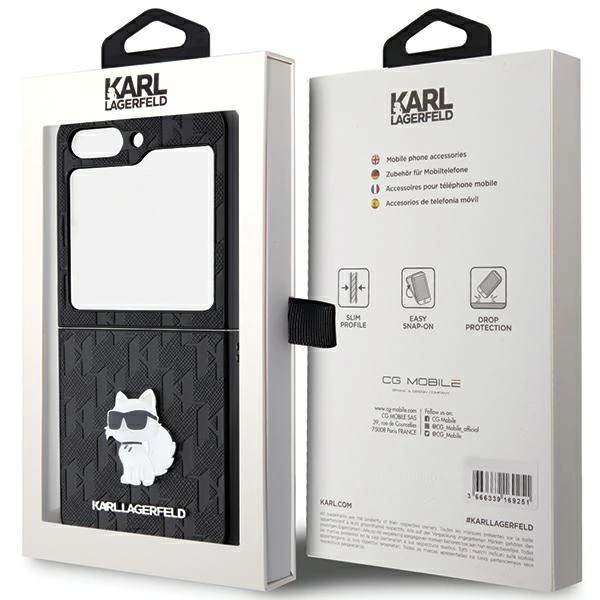 Samsung Galaxy Z Flip 5 Karl Lagerfeld Dėklas Saffiano Monogram Choupette Pin (KLHCZF5SAPCHNPK) juodos spalvos aprašymas - Prekės nuotrauka Samsung Galaxy Z Flip 5 Karl Lagerfeld Dėklas Saffiano Monogram Choupette Pin (KLHCZF5SAPCHNPK) juodos spalvos aprašymas - Prekės nuotrauka