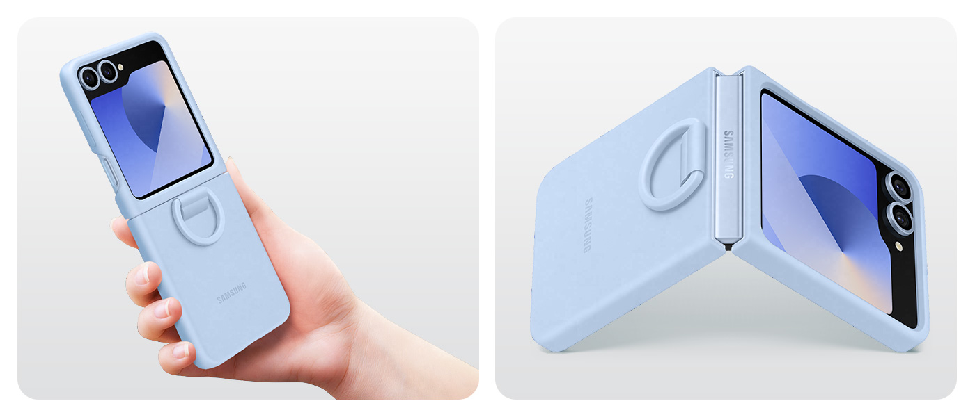 Samsung Galaxy Flip6 Silikoninis dėklas with Ring Gray aprašymas - Prekės nuotrauka