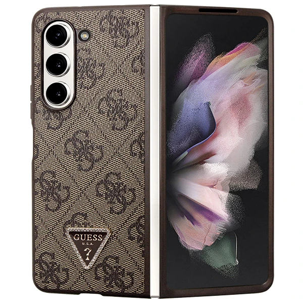 Samsung Galaxy Z Fold 5 Guess Odinis Dėklas 4G Triangle Strass (GUHCZFD5P4TDPW) rudos spalvos aprašymas - Prekės nuotrauka