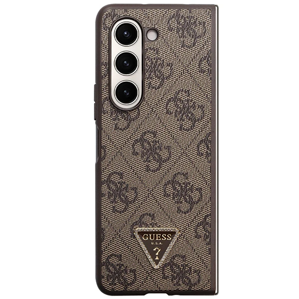 Samsung Galaxy Z Fold 5 Guess Odinis Dėklas 4G Triangle Strass (GUHCZFD5P4TDPW) rudos spalvos aprašymas - Prekės nuotrauka