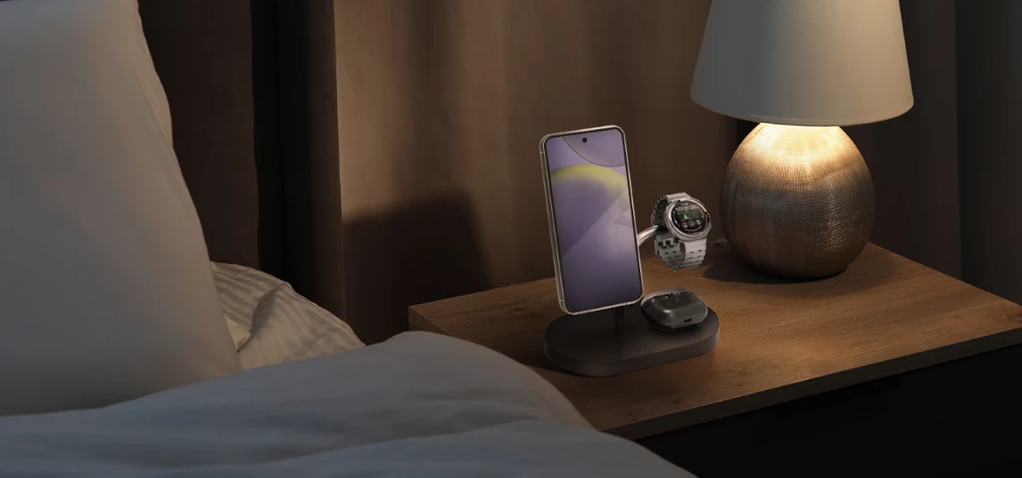 PWU024WIABW Samsung Wireless Charger (3-in-1), Juodas aprašymas - Prekės nuotrauka
