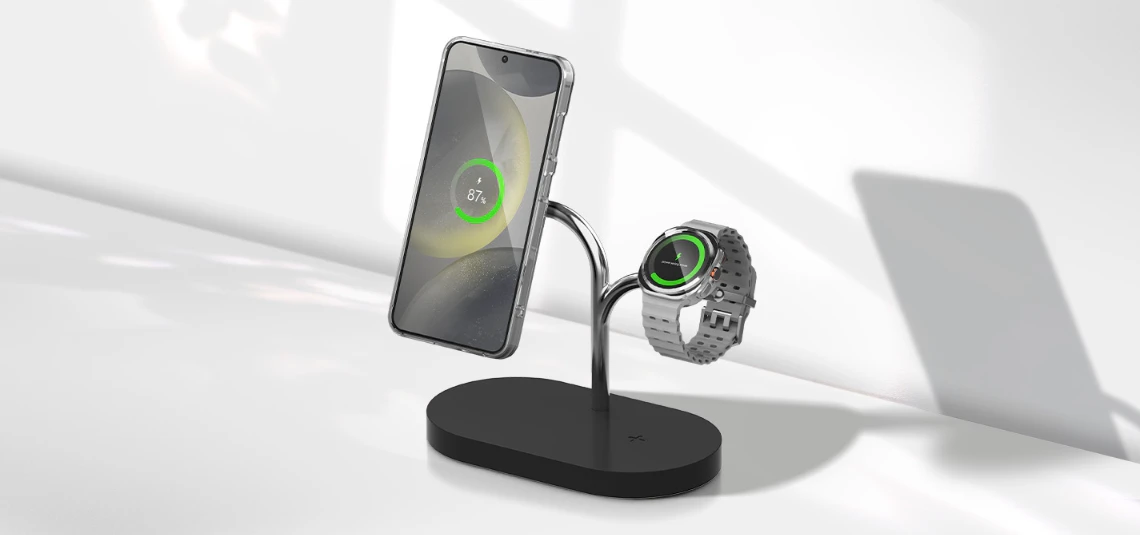 PWU024WIABW Samsung Wireless Charger (3-in-1), Juodas aprašymas - Prekės nuotrauka