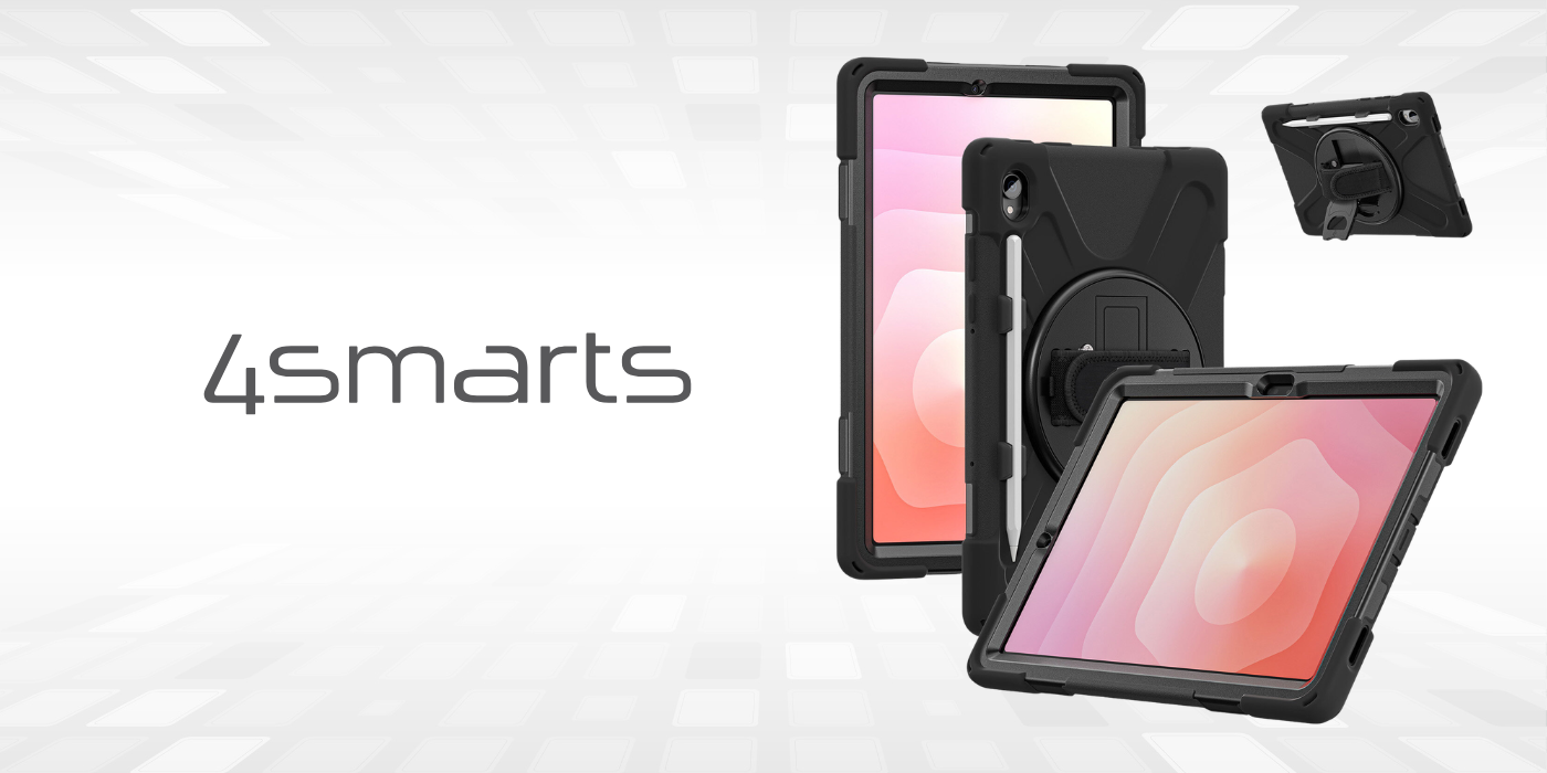 Šarvuotas dėklas su rankena 4smarts Rugged dėklas Grip, skirtas Samsung Galaxy Tab S11, juodos spalvos aprašymas - Prekės nuotrauka