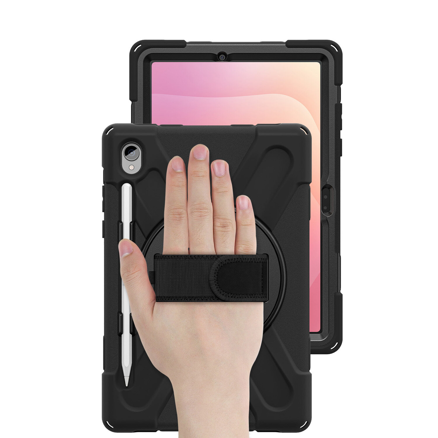 Šarvuotas dėklas su rankena 4smarts Rugged dėklas Grip, skirtas Samsung Galaxy Tab S11, juodos spalvos aprašymas - Prekės nuotrauka