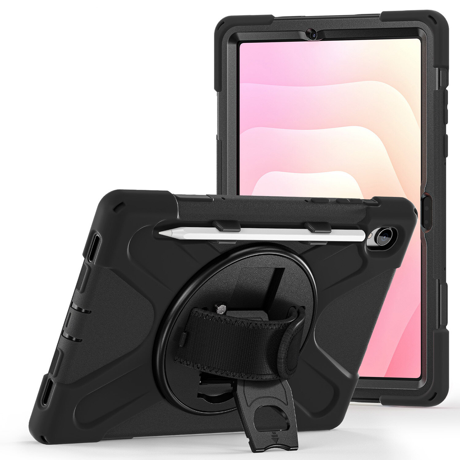 Šarvuotas dėklas su rankena 4smarts Rugged dėklas Grip, skirtas Samsung Galaxy Tab S11, juodos spalvos aprašymas - Prekės nuotrauka