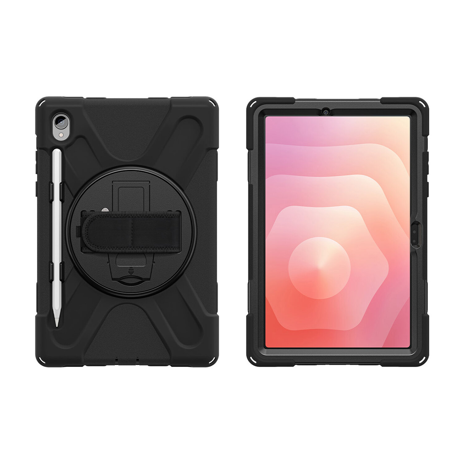 Šarvuotas dėklas su rankena 4smarts Rugged dėklas Grip, skirtas Samsung Galaxy Tab S11, juodos spalvos aprašymas - Prekės nuotrauka