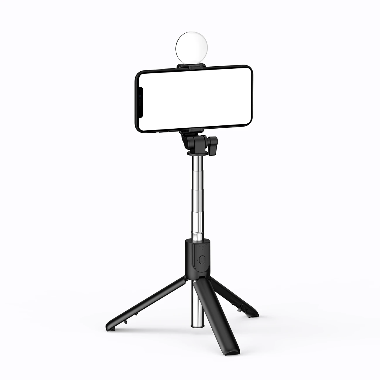 Hurtel Selfie stick WR1YXS telescopic tripod 0.71m with round lamp – juodos spalvos aprašymas - Prekės nuotrauka