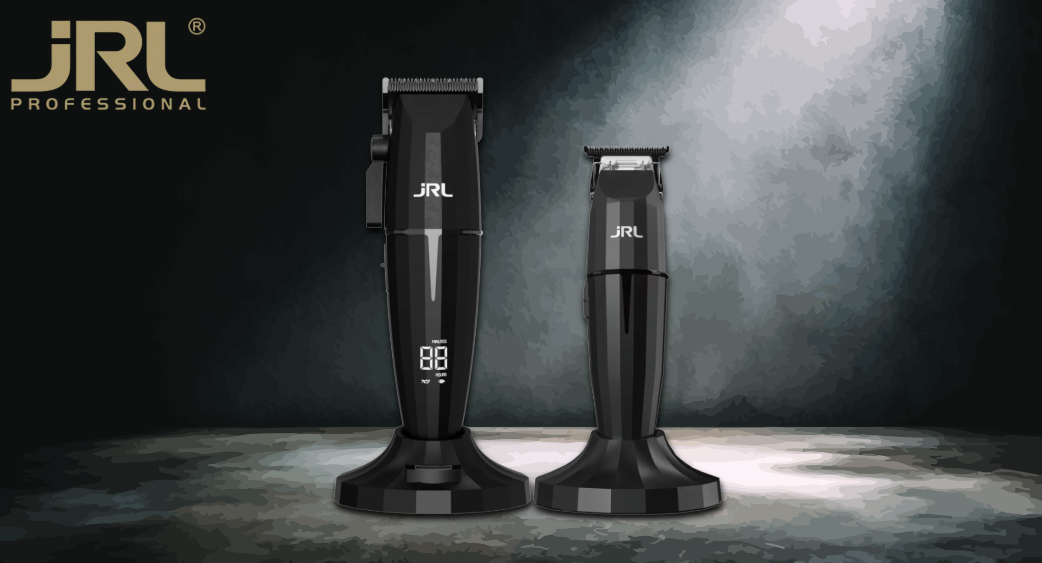 Set 2-in-1 JRL Onyx Clipper + Onyx Trimmer with Two Charging Stations juodos spalvos aprašymas - Prekės nuotrauka
