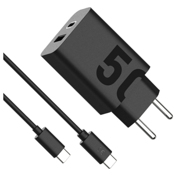 Sieninis įkroviklis Motorola TurboPower 50W Dual USB-C/USB-A su USB-C 1m laidu, juodos spalvos aprašymas - Prekės nuotrauka