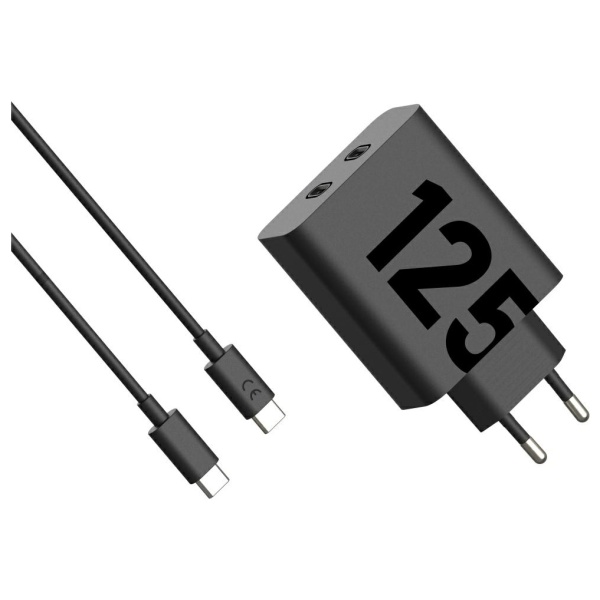 Sieninis įkroviklis Motorola TurboPower 125W Dual 2x USB-C su USB-C 1m laidu, juodos spalvos aprašymas - Prekės nuotrauka