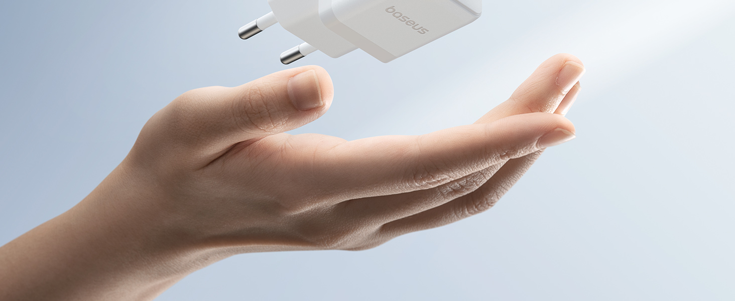 Baseus Sieninis įkroviklis Palm 20W USB-C QC3.0 PD3.0, baltas aprašymas - Prekės nuotrauka
