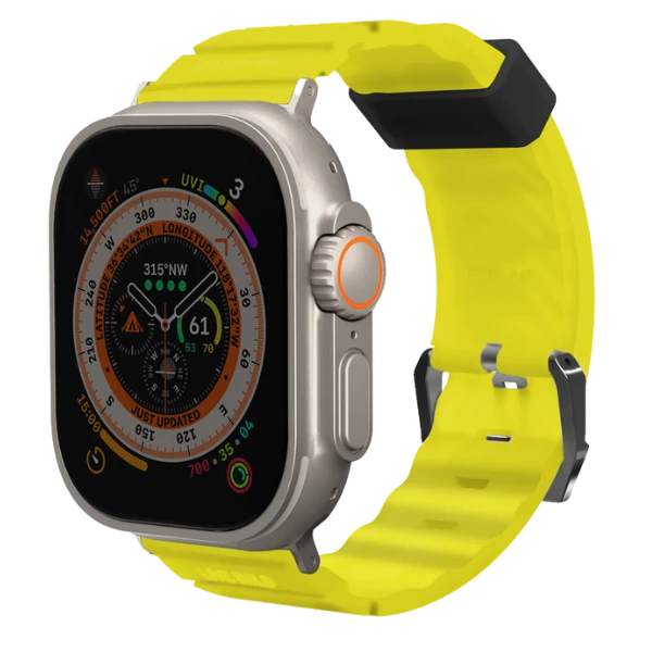 Skinarma apyrankė Shokku Apple Watch 49/45/44mm electric geltonos spalvos aprašymas - Prekės nuotrauka