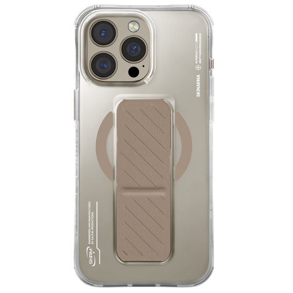 Skinarma dėklas Axon iPhone 16 Pro 6.3″ su magnetiniu įkrovimu ir laikikliu-stovu, šampaninė spalva aprašymas - Prekės nuotrauka