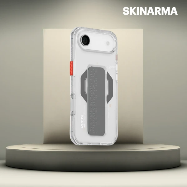 Skinarma Haxa dėklas skirtas Apple iPhone Air Magnetic Charging + Grip Stand skaidrus aprašymas - Prekės nuotrauka Skinarma Haxa dėklas skirtas Apple iPhone Air Magnetic Charging + Grip Stand skaidrus aprašymas - Prekės nuotrauka