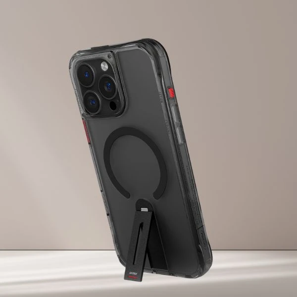 Skinarma Helix for Apple iPhone 16 Pro Magnetic Charging 360 Rotating Stand dėklas telefonui juodos spalvos aprašymas - Prekės nuotrauka