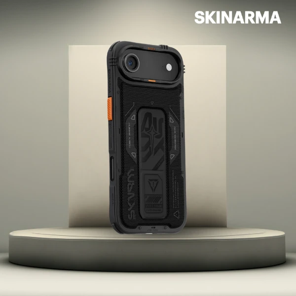 Skinarma Phantom dėklas skirtas Apple iPhone Air Magnetic Charging + Grip Stand juodos spalvos aprašymas - Prekės nuotrauka Skinarma Phantom dėklas skirtas Apple iPhone Air Magnetic Charging + Grip Stand juodos spalvos aprašymas - Prekės nuotrauka