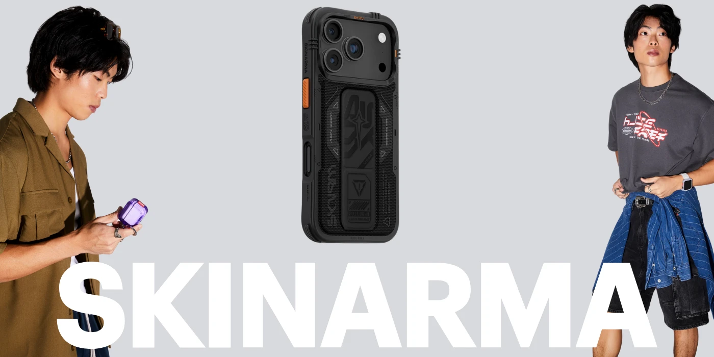 Skinarma Phantom dėklas skirtas Apple iPhone 17 Pro Magnetic Charging + Grip Stand juodos spalvos aprašymas - Prekės nuotrauka
