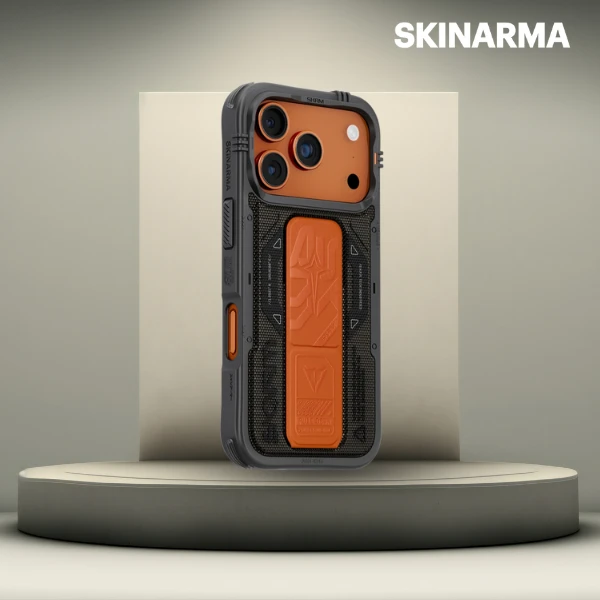 Skinarma Phantom dėklas skirtas Apple iPhone 17 Pro Magnetic Charging + Grip Stand Olive aprašymas - Prekės nuotrauka