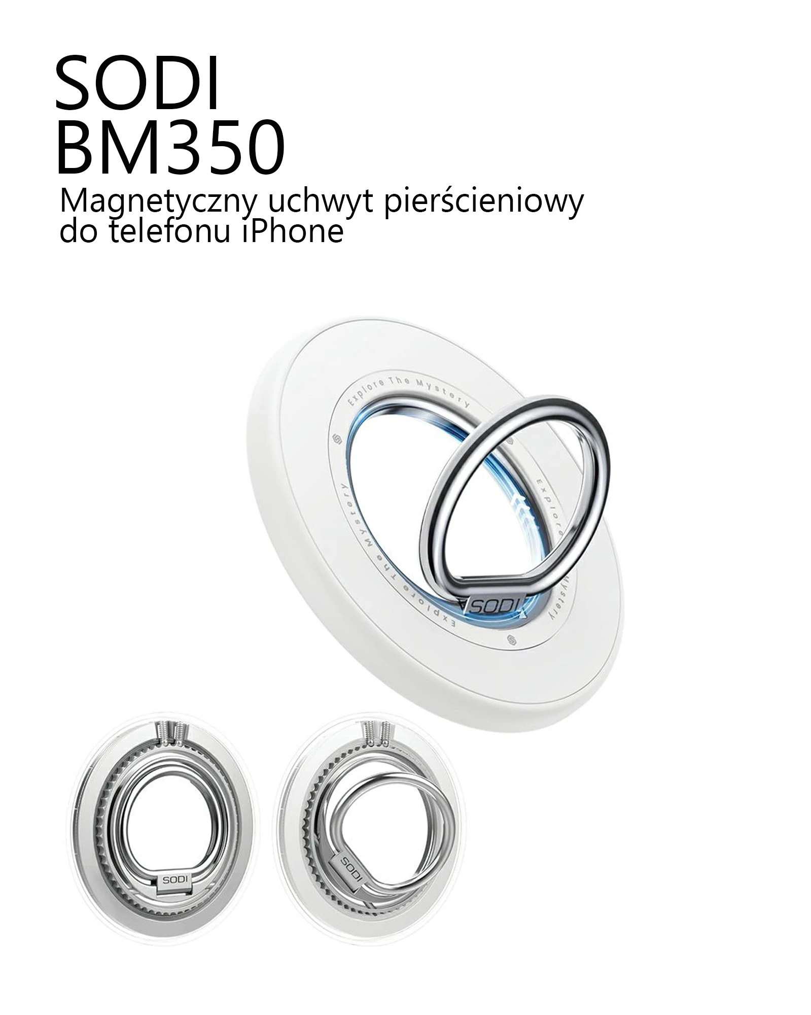 SODI dvipusis magnetinis Ring Stand BM-350 baltos spalvos MagSafe aprašymas - Prekės nuotrauka SODI dvipusis magnetinis Ring Stand BM-350 baltos spalvos MagSafe aprašymas - Prekės nuotrauka