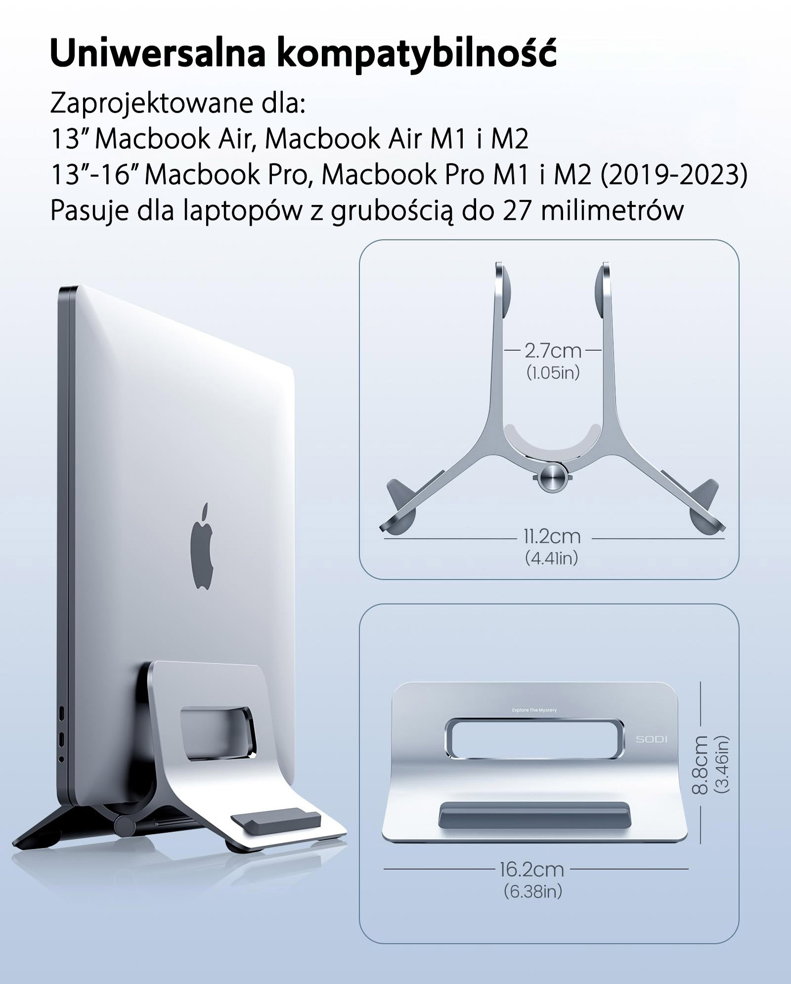 SODI gravitacinis stovas MacBook SMS-300 sidabrinis aprašymas - Prekės nuotrauka