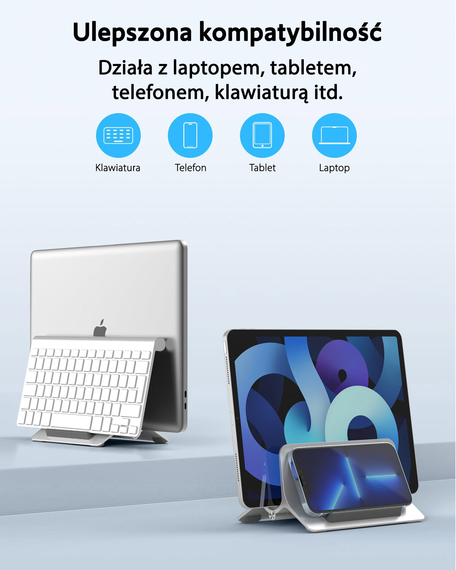 SODI gravitacinis stovas MacBook SMS-300 sidabrinis aprašymas - Prekės nuotrauka