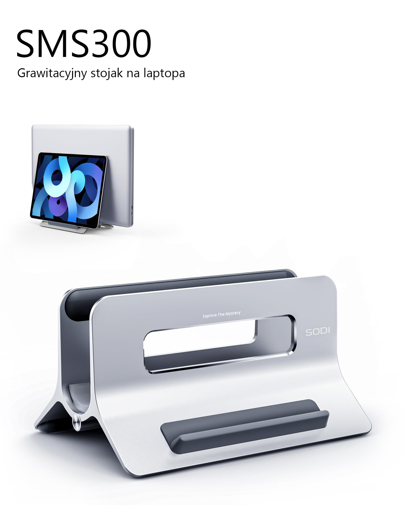 SODI gravitacinis stovas MacBook SMS-300 sidabrinis aprašymas - Prekės nuotrauka