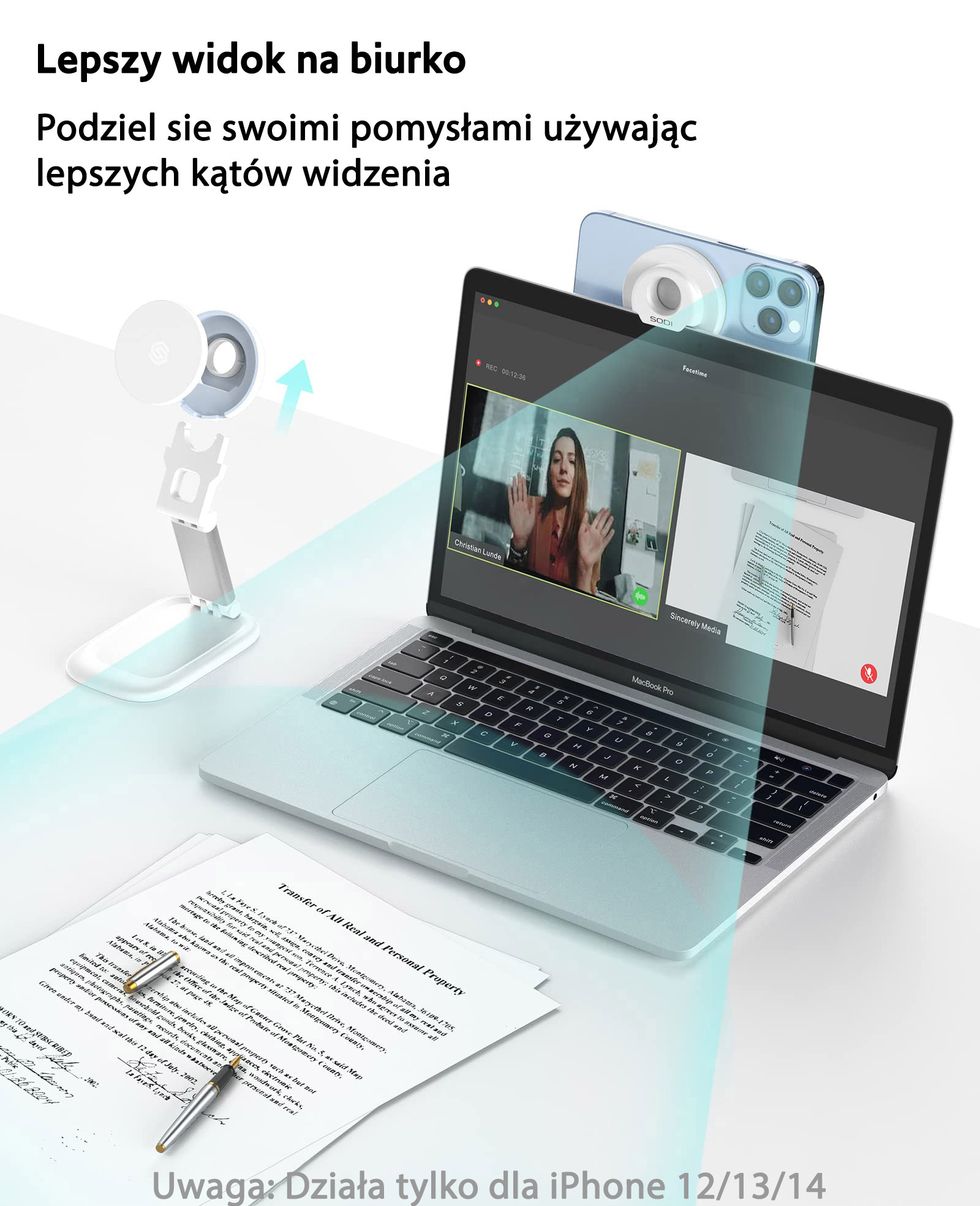 SODI magnetinis stovas BM-310 baltos spalvos MagSafe aprašymas - Prekės nuotrauka