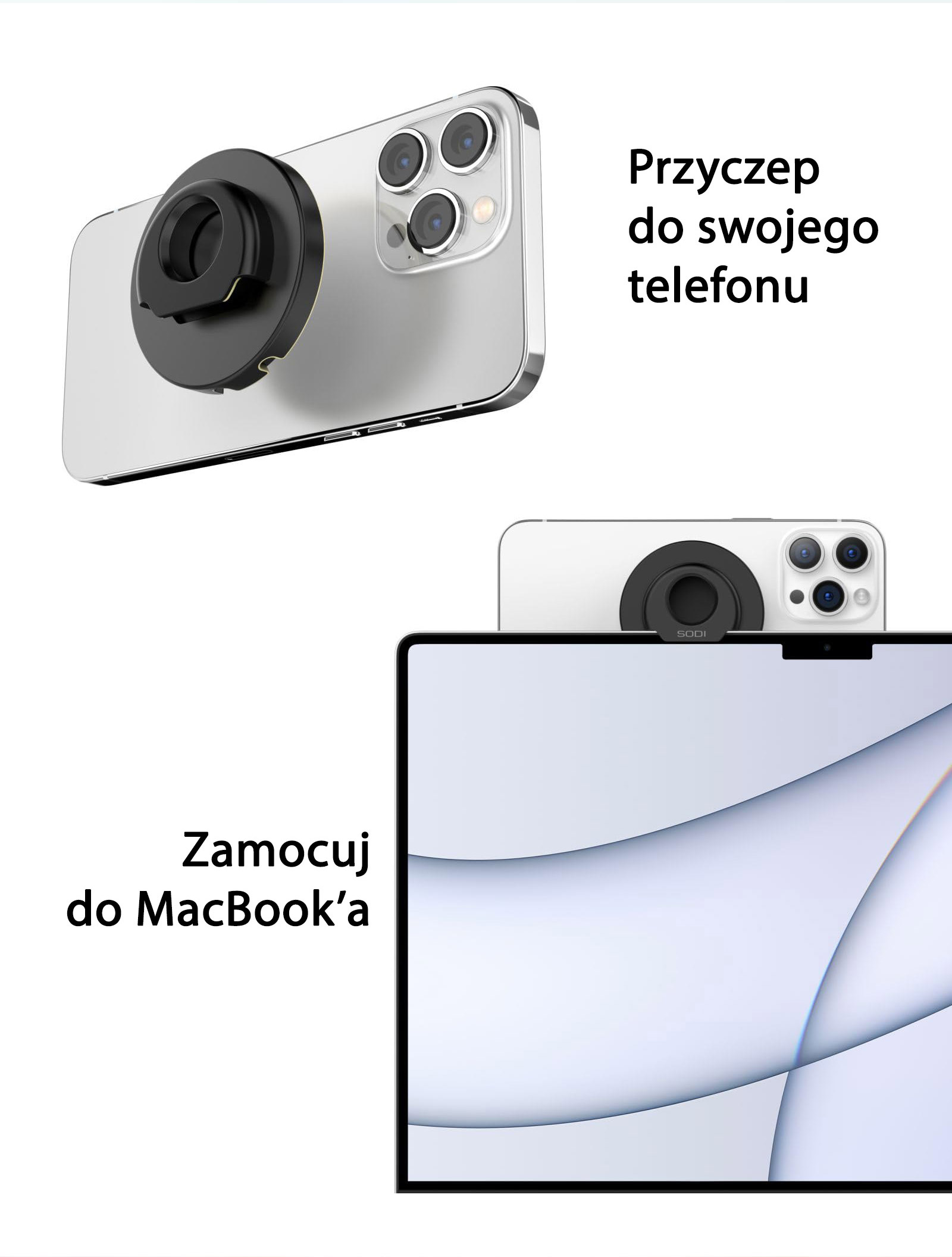 SODI magnetinis stovas BM-310 juodos spalvos MagSafe aprašymas - Prekės nuotrauka