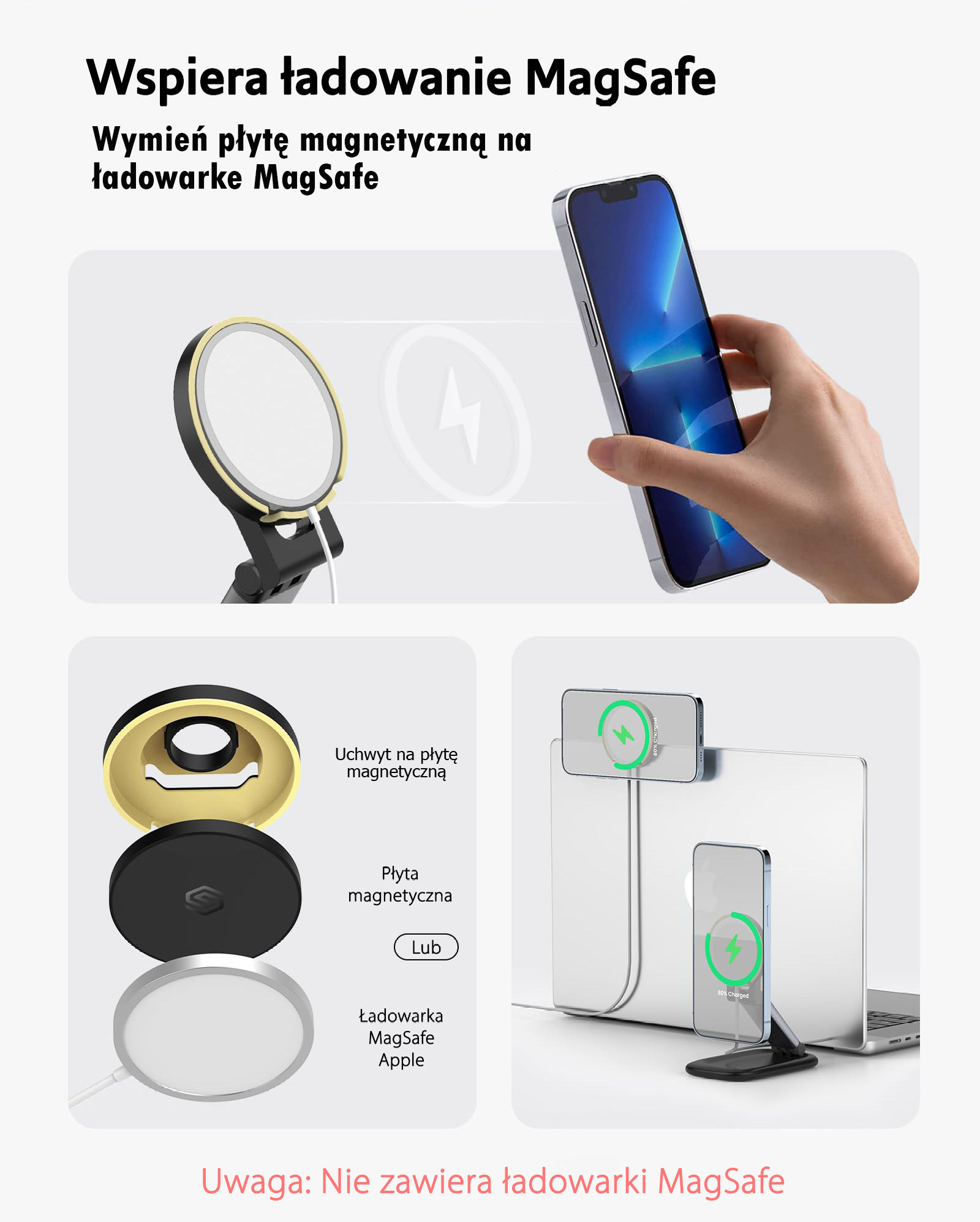 SODI magnetinis stovas BM-310 juodos spalvos MagSafe aprašymas - Prekės nuotrauka