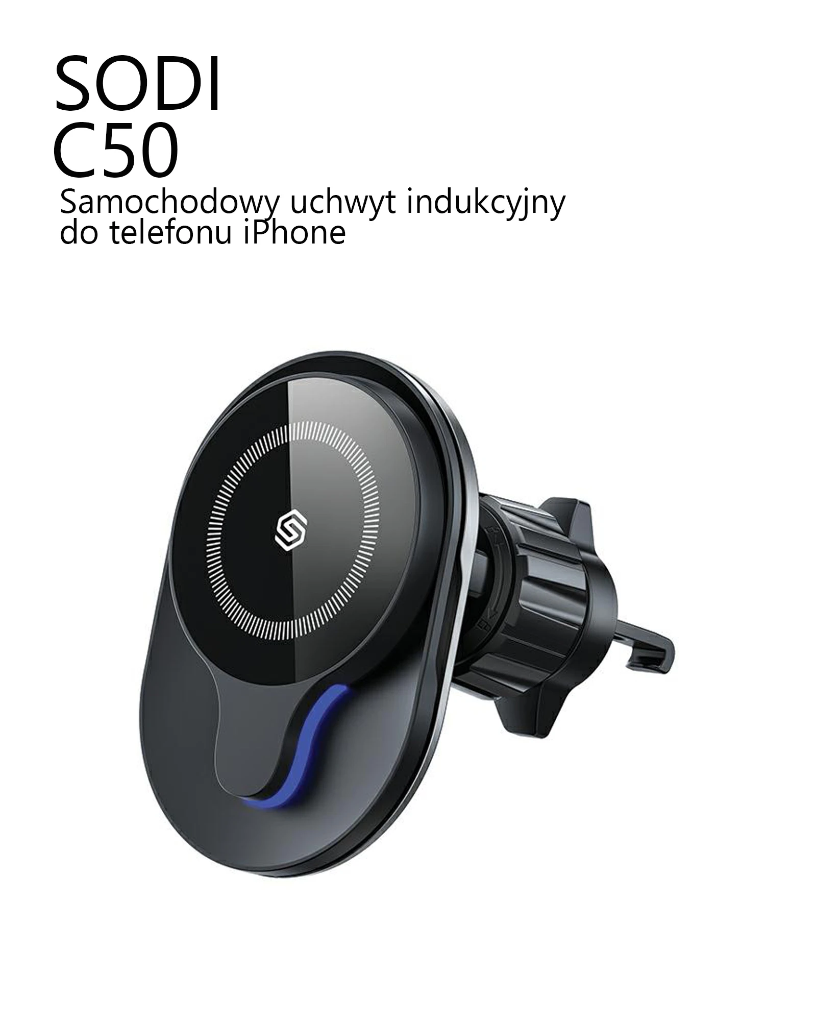 SODI rotacinis laikiklis indukcinis C50 juodos spalvos 15W MagSafe aprašymas - Prekės nuotrauka SODI rotacinis laikiklis indukcinis C50 juodos spalvos 15W MagSafe aprašymas - Prekės nuotrauka