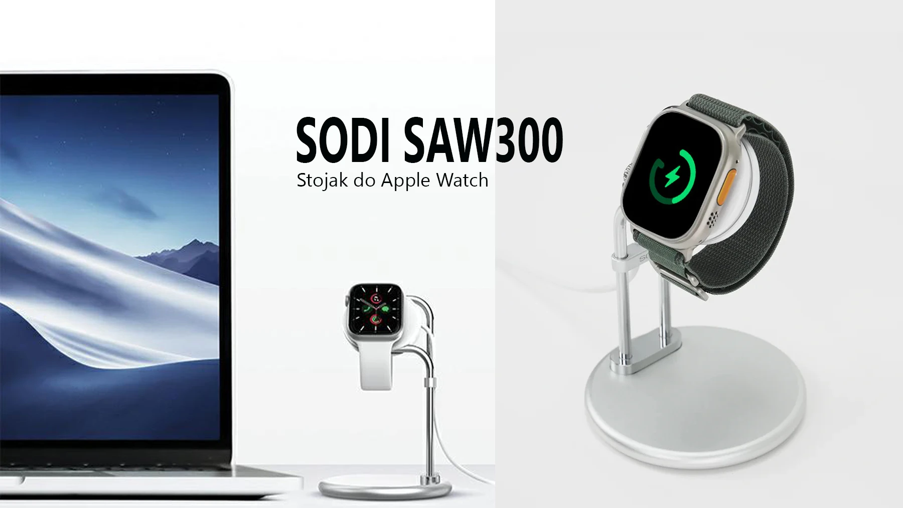 SODI stovas Apple Watch SAW-300 sidabro spalvos aprašymas - Prekės nuotrauka SODI stovas Apple Watch SAW-300 sidabro spalvos aprašymas - Prekės nuotrauka