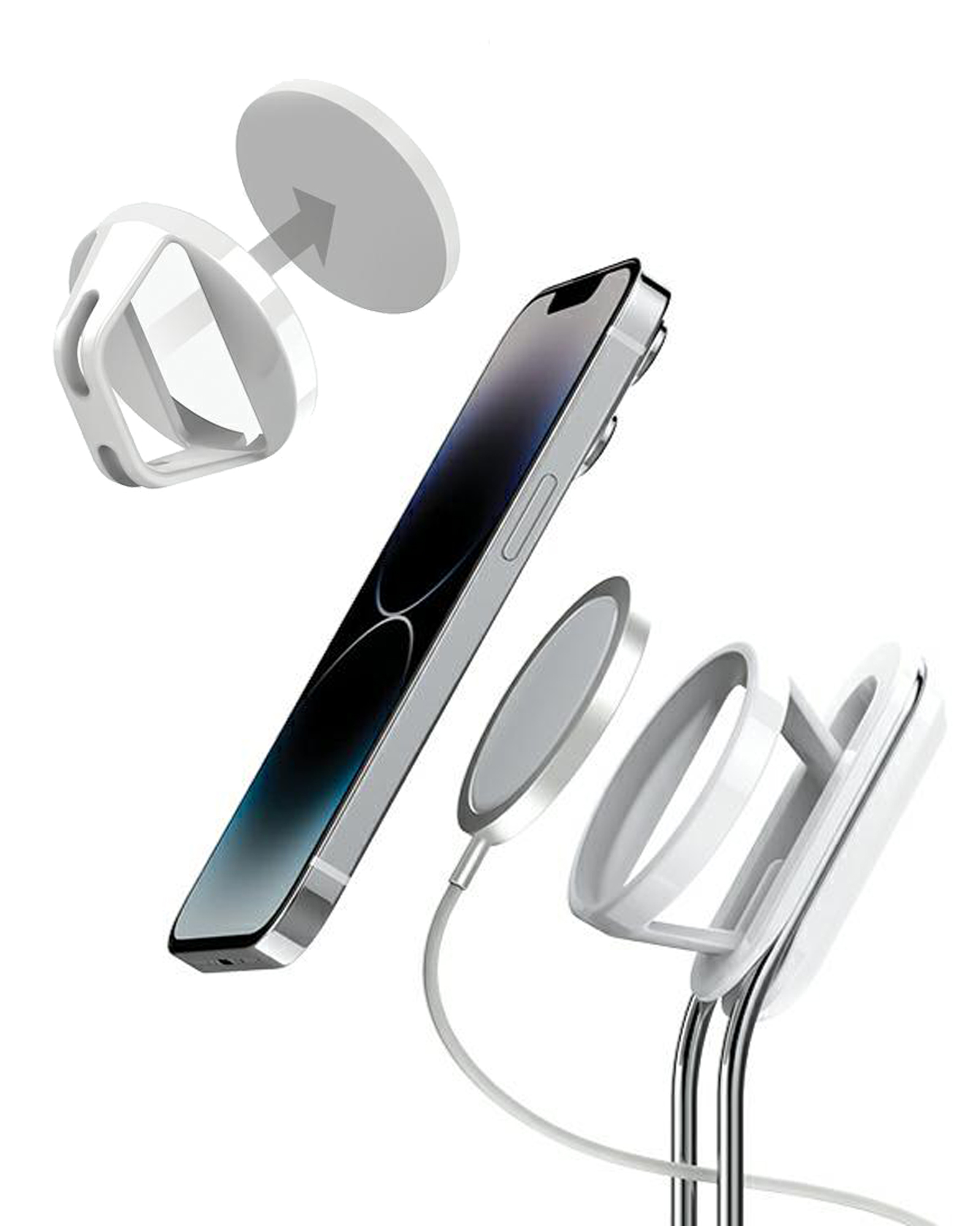 SODI telefono stovas SIM-300 sidabro spalvos MagSafe aprašymas - Prekės nuotrauka