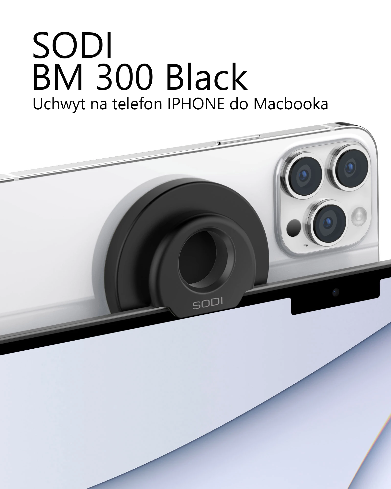 SODI Laikiklis indukcyjny do MacBooka BM-300 juodos spalvos MagSafe aprašymas - Prekės nuotrauka