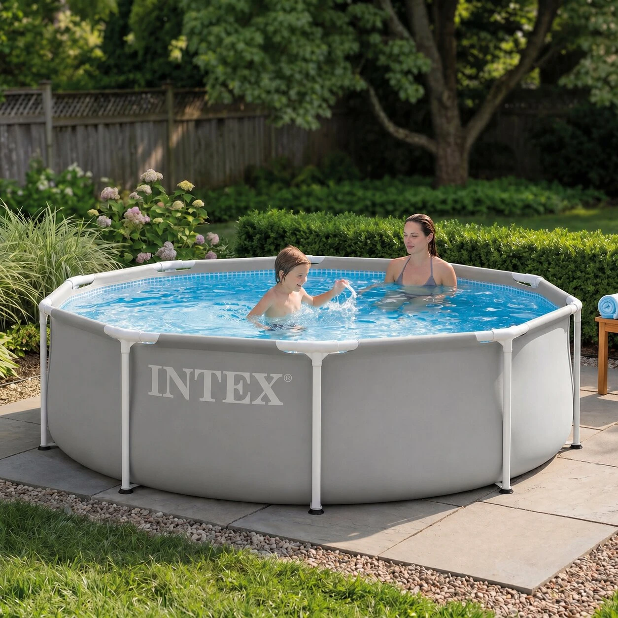 Sodo karkasinis apvalus baseinas 305×76 cm su siurbliu, INTEX 26702ND aprašymas - Prekės nuotrauka